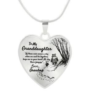 Heart Shaped Charm Necklace Bear Piglet Grandma Granddaughter